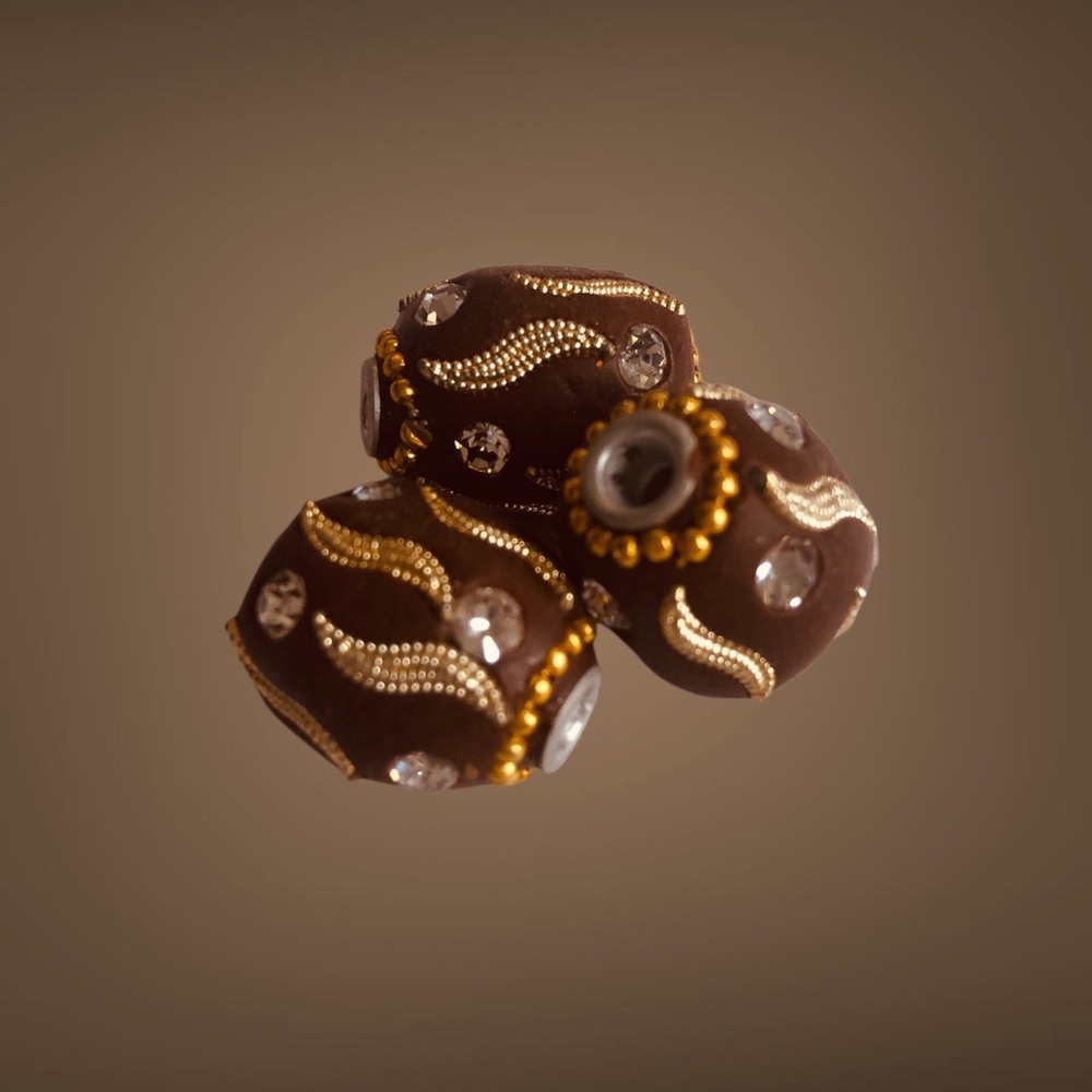 Handmade Deep Burgundy & Gold Clay Beads